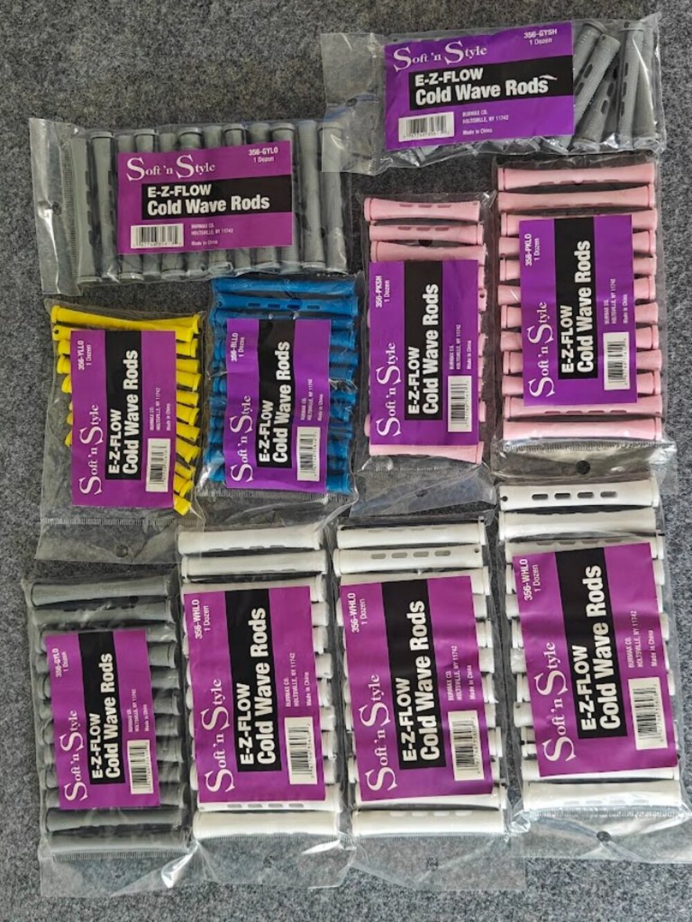 Soft n Style E‑Z Flow Cold Wave Rods NEW Lot of 10 Perm Rod Packs